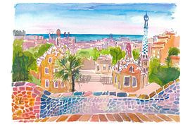 Barcelona Parc Güell und die fantastische, farbenfrohe Aussicht von Markus Bleichner
