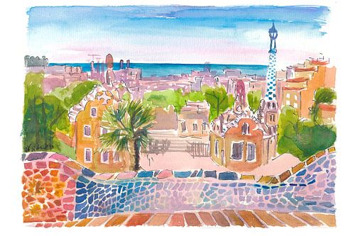 Barcelone Parc Güell et sa vue fantastique et colorée sur Markus Bleichner