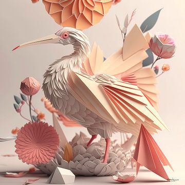 origami van een vogel van Gelissen Artworks