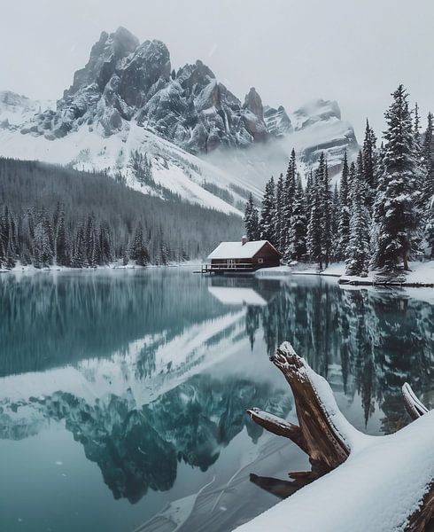 Blauw water, witte sneeuw van fernlichtsicht