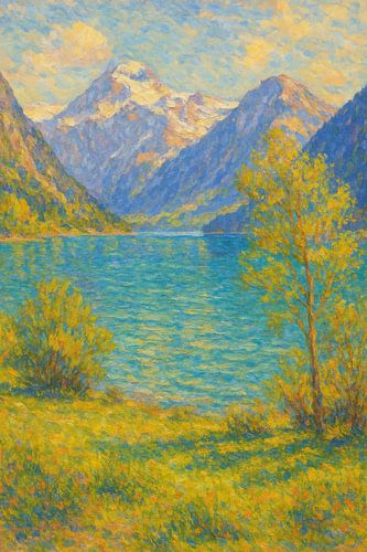 Lake Achensee Turquoise Water – Austrian Alps Impressionist Seascape