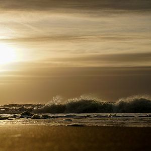Sonnenuntergang Nordseeküste Seeseite Niederlande Gold