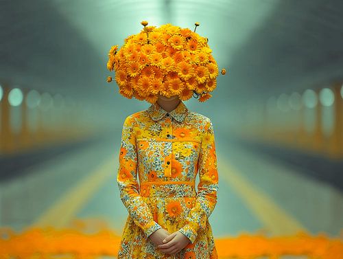 A Head Full of Flowers at Metro station