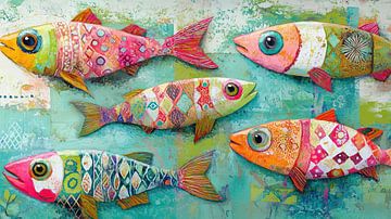 Colourful sardine fishing panorama by TheXclusive Art