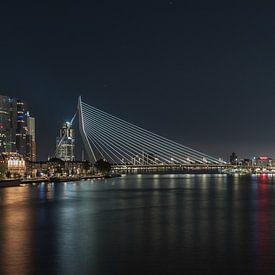 Uitzicht op de skyline van Rotterdam in de avond van Meindert Marinus