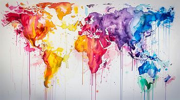 Weltkarte in Regenbogenfarben