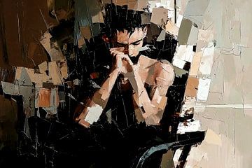 Denkende man in abstracte stijl van Art & Soul Creations