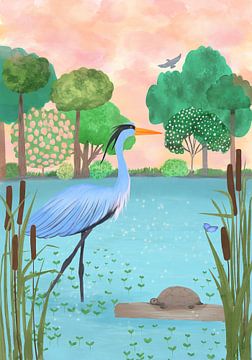 Gelassener Heron Haven von Aliya Putrus