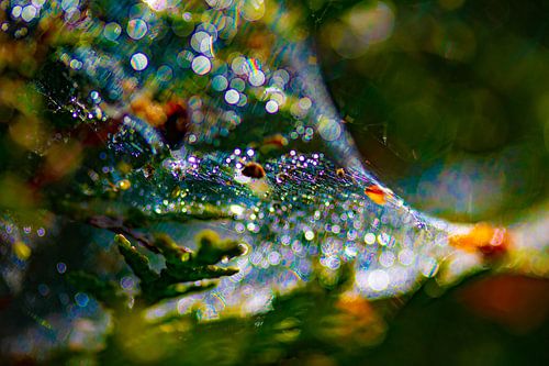 Abstract cobweb with drops