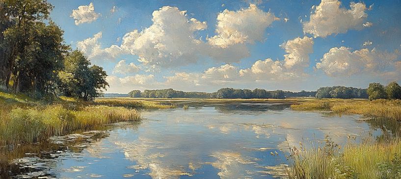 Niederlande Landschaft | Flüsternde Winde des Tieflandes von Abstraktes Gemälde