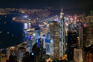 Hong Kong bij nacht van Maarten Mensink