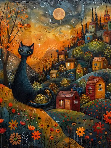 Grillige kat op de heuvel