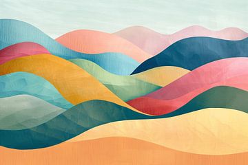 Golvende abstracte kunst met kleurrijke landschappen van De Muurdecoratie