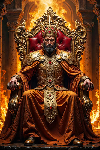 Dark Fantasy Art Wandbild: REGNAVAR - Der König auf seinem Thron der Macht