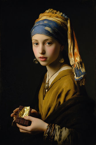 Girl with Chocolate - Elegant Painting