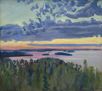 Vue sur un lac au coucher du soleil, Akseli Gallen-Kallela