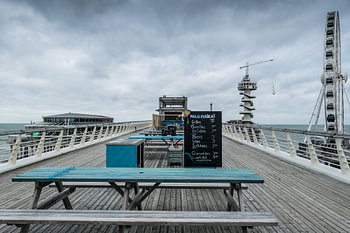 Pier of Scheveningen in autumn with clouds