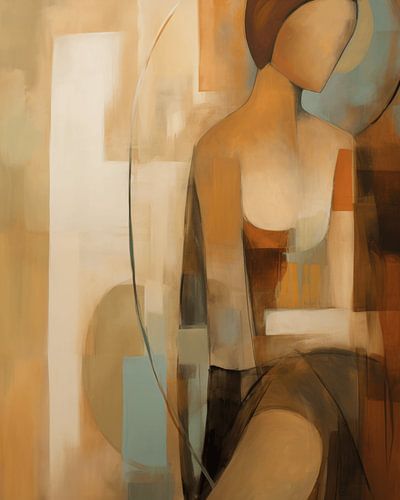Modern abstract portret in aardetinten