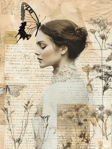 Poetische Collage mit Schmetterlingen