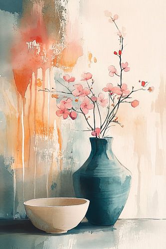 Türkise Vase in Aquarell Nr.5