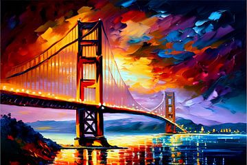 Golden Gate bridge, inspired by Leonid Afremov van Jan Bechtum