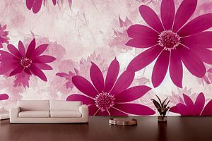 modernes Wohnzimmer  der Blumen Tapete von Animaflora PicsStock