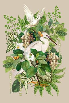 Stork in Green Collage by Behindthegray
