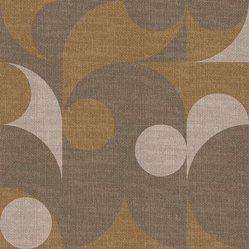 Moderne abstracte retro geometrische vormen in aardetinten: bruin, donkergeel, beige van Dina Dankers
