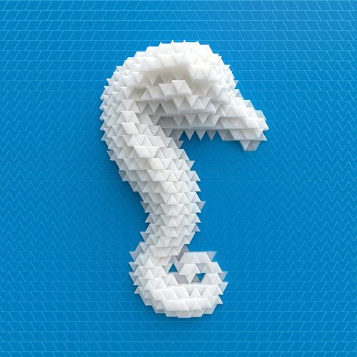 Stilisiertes Seepferdchen aus weißen Prismen