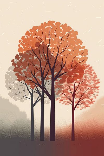 Abstracte Botanische Kunst - Bomen van Peter Balan