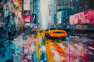 abstrakter Taxi Hintergrund in der Stadt, Kunst Design