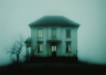 Haunted Victorian Mansion Foggy Atmospheric Horror Art by BINEDITS