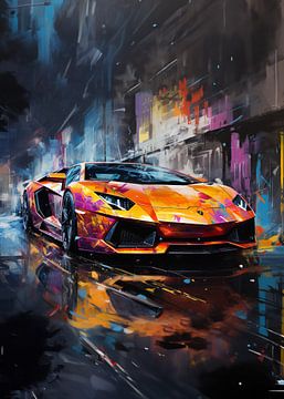 Golden Vintage Style Car