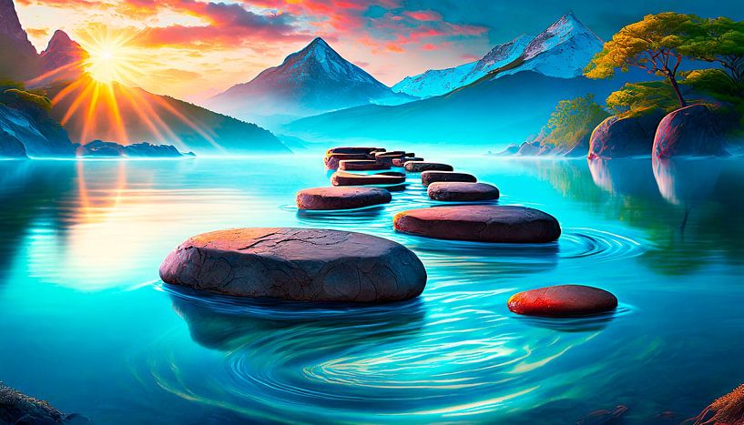 Wellness Steine mit Landschaft von Mustafa Kurnaz