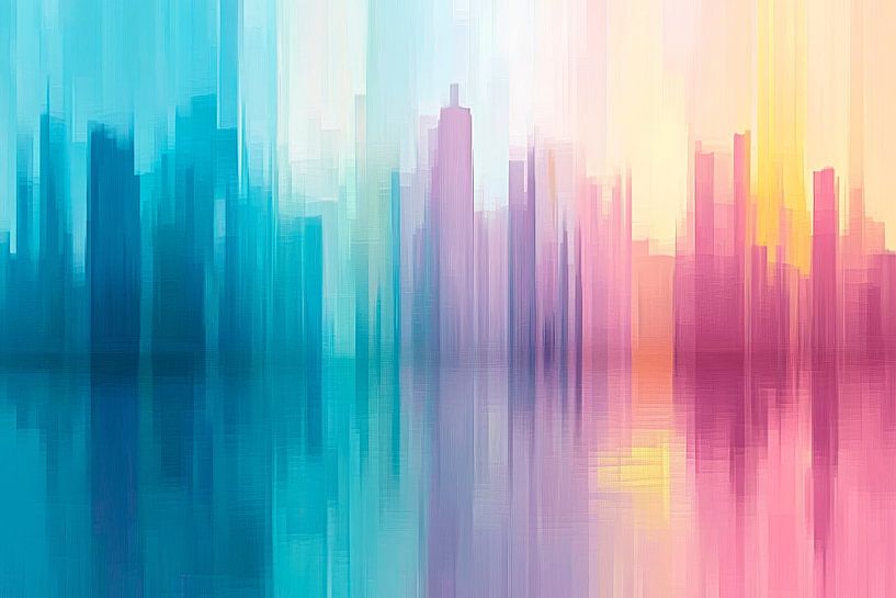 Lichtgevend stadslandschap weerspiegeld van Poster Art Shop