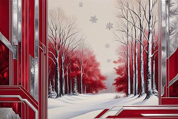 Winterlandschap in Art Deco stijl van Art & Soul Creations