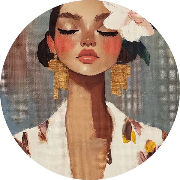 Modern portret "Flower girl" van Carla Van Iersel