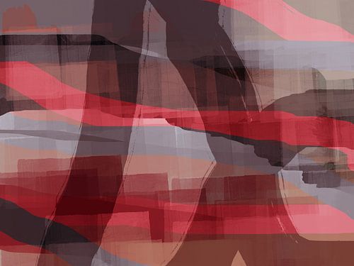 Art abstrait moderne. Paysage en taupe, rose néon et terra I
