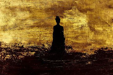 Gouden abstract silhouet kunst van Imperial Art House