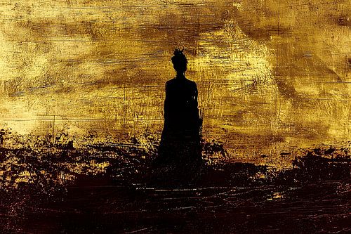 Silhouette abstraite dorée