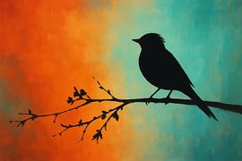 Black bird on thin branch by Art & Soul Creations