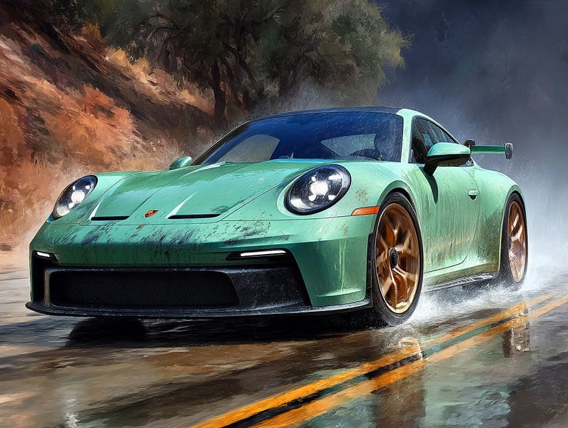 Porsche 911 GT3 RS Skizze Aquarell von PixelPrestige