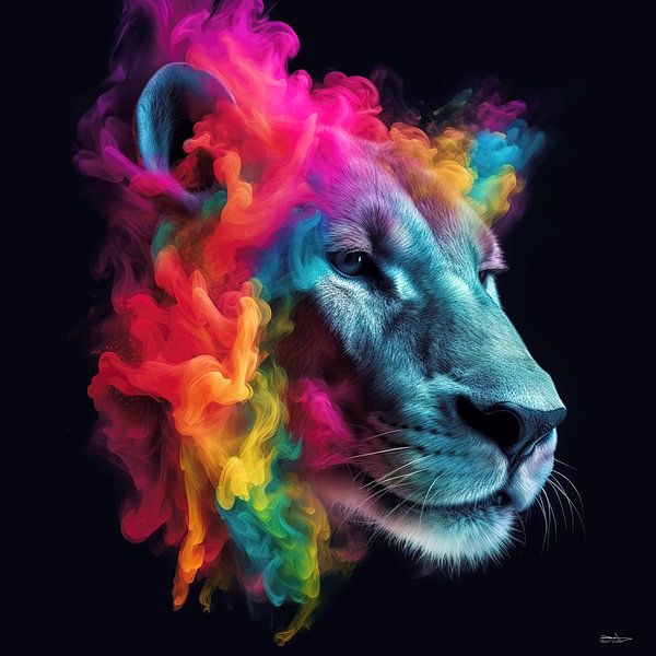 leeuw in multicolor van Gelissen Artworks