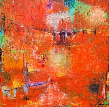 Orange | Abstract schilderij met veel oranje tinten van Anja Namink - Schilderijen