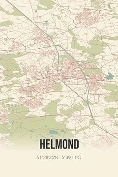 Vintage landkaart van Helmond (Noord-Brabant) van Rezona