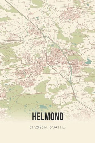 Vintage landkaart van Helmond (Noord-Brabant)