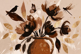 Bloemenvaas | Vlinder | Sepia | Sfeervol van Art & Soul Creations
