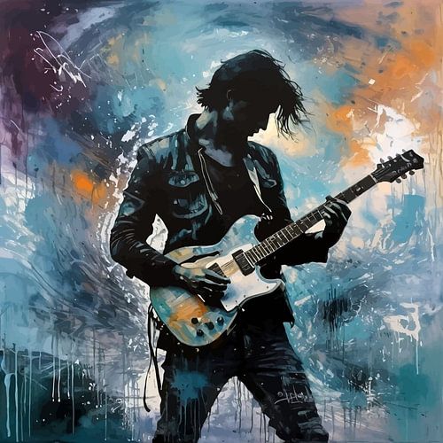 Echos der Gitarre – Abstrakte Silhouette Musik Wandkunst von MIROKKU