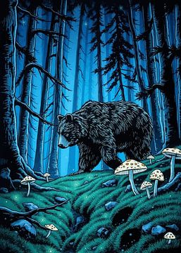 Beer in een blauw bos van MIROKKU
