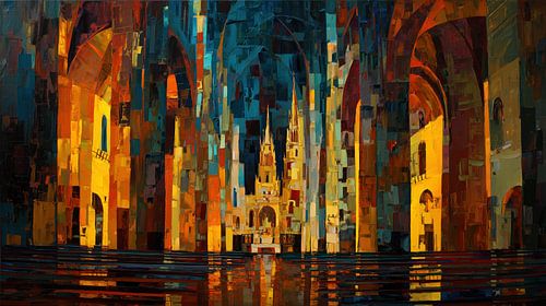 Abstracte kerk van binnen panorama